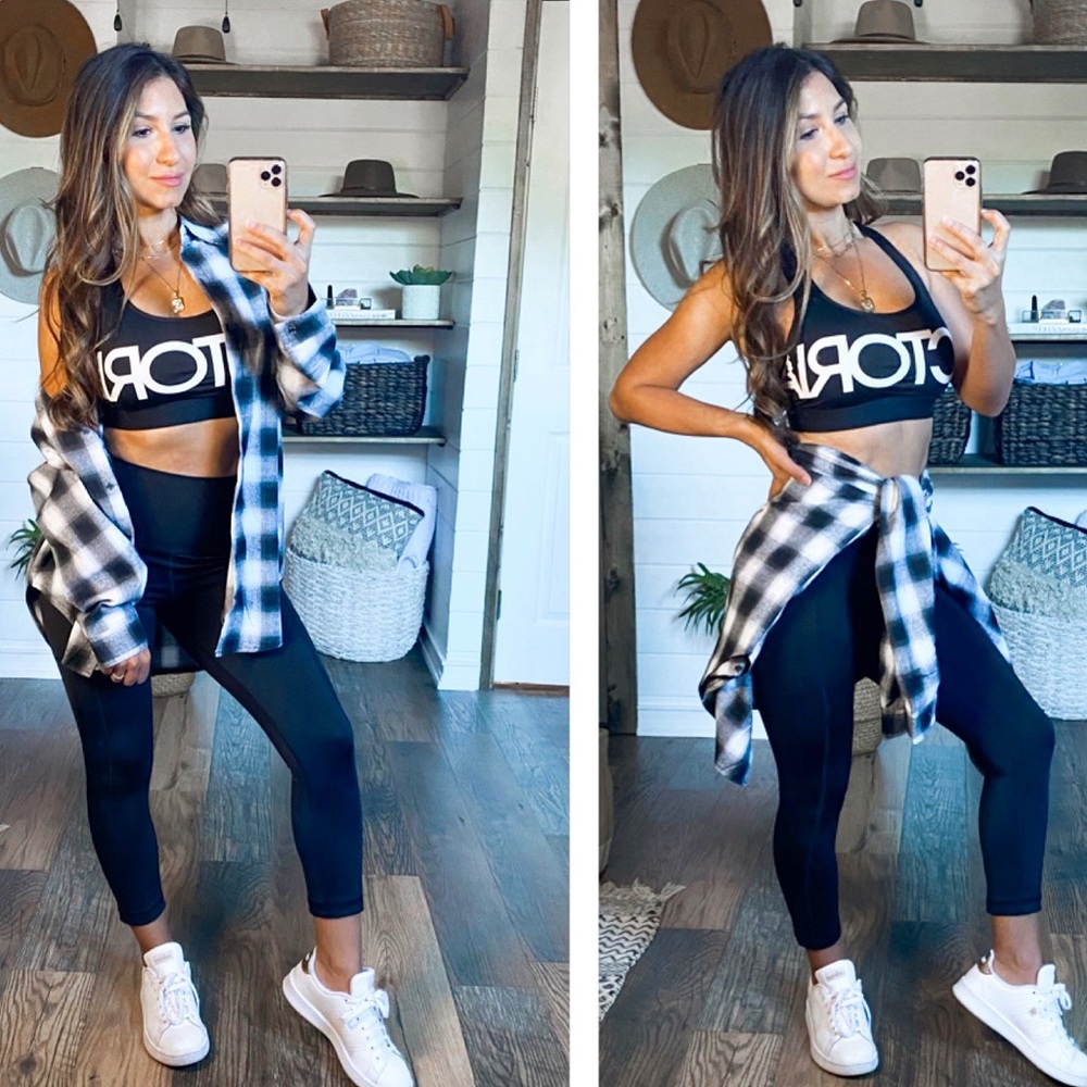 New Black and White Plaid Button Flannel Shirt - Picture 2 of 5